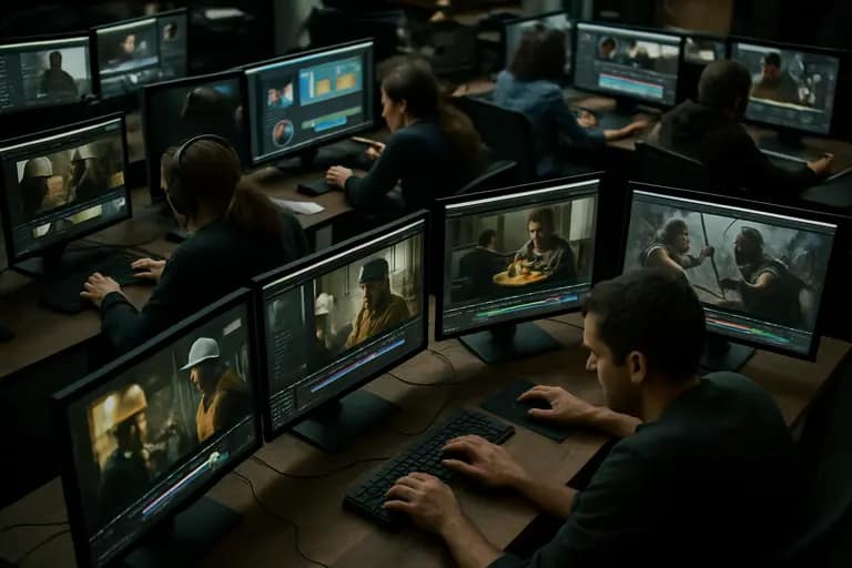Producer comparing a large studio series plan with a smaller independent project