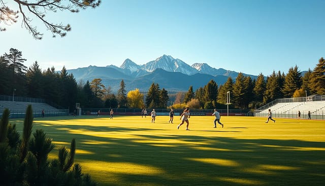 A serene, sun-dappled sports stadium in the foreground, with lush evergreen trees lining the perimeter. In the middle ground, athletes of various disciplines - from soccer players to basketball players and tennis players - engaged in dynamic, timeless sports activities. The background features a striking mountain range, hinting at the versatility and longevity of these evergreen sports content ideas. The lighting is warm and natural, creating a sense of timelessness and inspiration. The composition is balanced and visually appealing, inviting the viewer to explore the endless possibilities of evergreen sports content. A serene, sun-dappled sports stadium in the foreground, with lush evergreen trees lining the perimeter. In the middle ground, athletes of various disciplines - from soccer players to basketball players and tennis players - engaged in dynamic, timeless sports activities. The background features a striking mountain range, hinting at the versatility and longevity of these evergreen sports content ideas. The lighting is warm and natural, creating a sense of timelessness and inspiration. The composition is balanced and visually appealing, inviting the viewer to explore the endless possibilities of evergreen sports content.