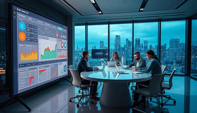 A sleek and modern sports analytics dashboard, showcasing an array of real-time metrics and visualizations. The foreground features a large display screen with interactive charts, graphs, and player performance data. In the middle ground, a team of sports analysts and marketers collaborate around a curved, minimalist conference table, their faces illuminated by the glow of their laptops. The background depicts a high-tech office environment, with floor-to-ceiling windows offering a panoramic view of a bustling city skyline. The scene is bathed in a soft, cool-toned lighting, creating a professional and forward-thinking atmosphere. A sleek and modern sports analytics dashboard, showcasing an array of real-time metrics and visualizations. The foreground features a large display screen with interactive charts, graphs, and player performance data. In the middle ground, a team of sports analysts and marketers collaborate around a curved, minimalist conference table, their faces illuminated by the glow of their laptops. The background depicts a high-tech office environment, with floor-to-ceiling windows offering a panoramic view of a bustling city skyline. The scene is bathed in a soft, cool-toned lighting, creating a professional and forward-thinking atmosphere.