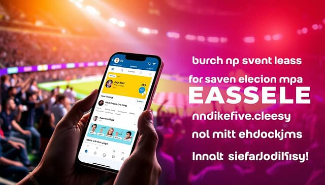 A vibrant mobile app display showcasing various sports event engagement features. In the foreground, a sleek smartphone interface highlights real-time updates, score tracking, and interactive event hashtags. The middle ground features a crowd of sports fans enthusiastically using their devices to share content and connect with the event. In the background, a blurred stadium scene with athletes in action, creating an immersive atmosphere. Warm lighting and a dynamic camera angle capture the energy and excitement of sports fans interacting with their mobile devices to maximize event hashtag visibility and campaign virality. A vibrant mobile app display showcasing various sports event engagement features. In the foreground, a sleek smartphone interface highlights real-time updates, score tracking, and interactive event hashtags. The middle ground features a crowd of sports fans enthusiastically using their devices to share content and connect with the event. In the background, a blurred stadium scene with athletes in action, creating an immersive atmosphere. Warm lighting and a dynamic camera angle capture the energy and excitement of sports fans interacting with their mobile devices to maximize event hashtag visibility and campaign virality.