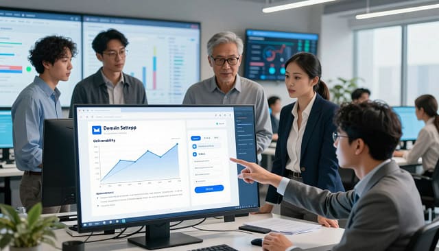 A visually engaging and intricate illustration of the email and SMS deliverability process, depicting a professional office environment. In the foreground, a detailed digital interface shows elements like domain setup, warming graphs, and 10DLC registration forms. In the middle, a diverse group of professionals in business attire, including both men and women, are actively discussing strategies, pointing at the interface. In the background, large screens display data analytics and graphs, emphasizing quiet hours and optimal send times. The lighting is bright and focused, illuminating the workspace with a dynamic and collaborative atmosphere. The overall mood is one of productivity and innovation, representing the technical aspects of deliverability in an engaging manner. A visually engaging and intricate illustration of the email and SMS deliverability process, depicting a professional office environment. In the foreground, a detailed digital interface shows elements like domain setup, warming graphs, and 10DLC registration forms. In the middle, a diverse group of professionals in business attire, including both men and women, are actively discussing strategies, pointing at the interface. In the background, large screens display data analytics and graphs, emphasizing quiet hours and optimal send times. The lighting is bright and focused, illuminating the workspace with a dynamic and collaborative atmosphere. The overall mood is one of productivity and innovation, representing the technical aspects of deliverability in an engaging manner.