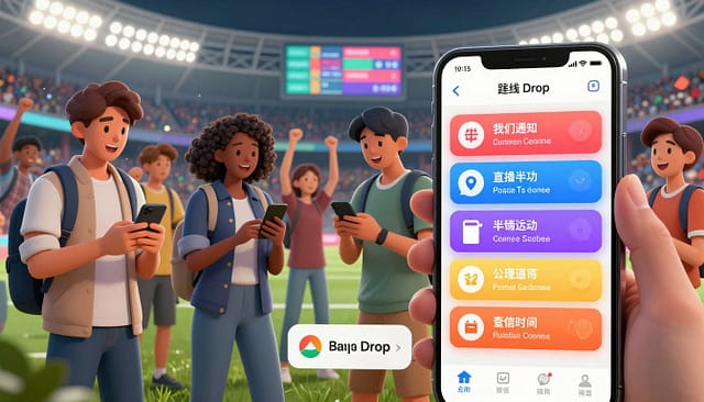 A dynamic digital illustration showcasing various use cases of sports push notifications. In the foreground, depict a smartphone displaying vibrant push notifications: a lineup drop, a live score change, a half-time merchandise offer, venue-radius alerts, and sell-out warnings, with each notification visually distinct. The middle layer features diverse sports fans, dressed in professional casual attire, excitedly interacting with their devices in a lively stadium setting, capturing the thrill of real-time updates. The background includes a bustling sports venue, with fans cheering and a scoreboard visible, all bathed in bright stadium lights that create an electrifying atmosphere. The overall mood is energetic and engaging, emphasizing the modern integration of technology in sports experiences. A dynamic digital illustration showcasing various use cases of sports push notifications. In the foreground, depict a smartphone displaying vibrant push notifications: a lineup drop, a live score change, a half-time merchandise offer, venue-radius alerts, and sell-out warnings, with each notification visually distinct. The middle layer features diverse sports fans, dressed in professional casual attire, excitedly interacting with their devices in a lively stadium setting, capturing the thrill of real-time updates. The background includes a bustling sports venue, with fans cheering and a scoreboard visible, all bathed in bright stadium lights that create an electrifying atmosphere. The overall mood is energetic and engaging, emphasizing the modern integration of technology in sports experiences.